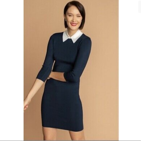Trina Turk Bookish Sweater Dress Navy Blue Size Medium - Picture 8 of 8
